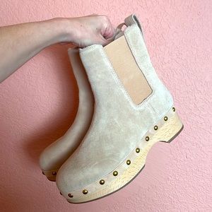 Light Pink J. Crew Clog Boots with Shearling Lining